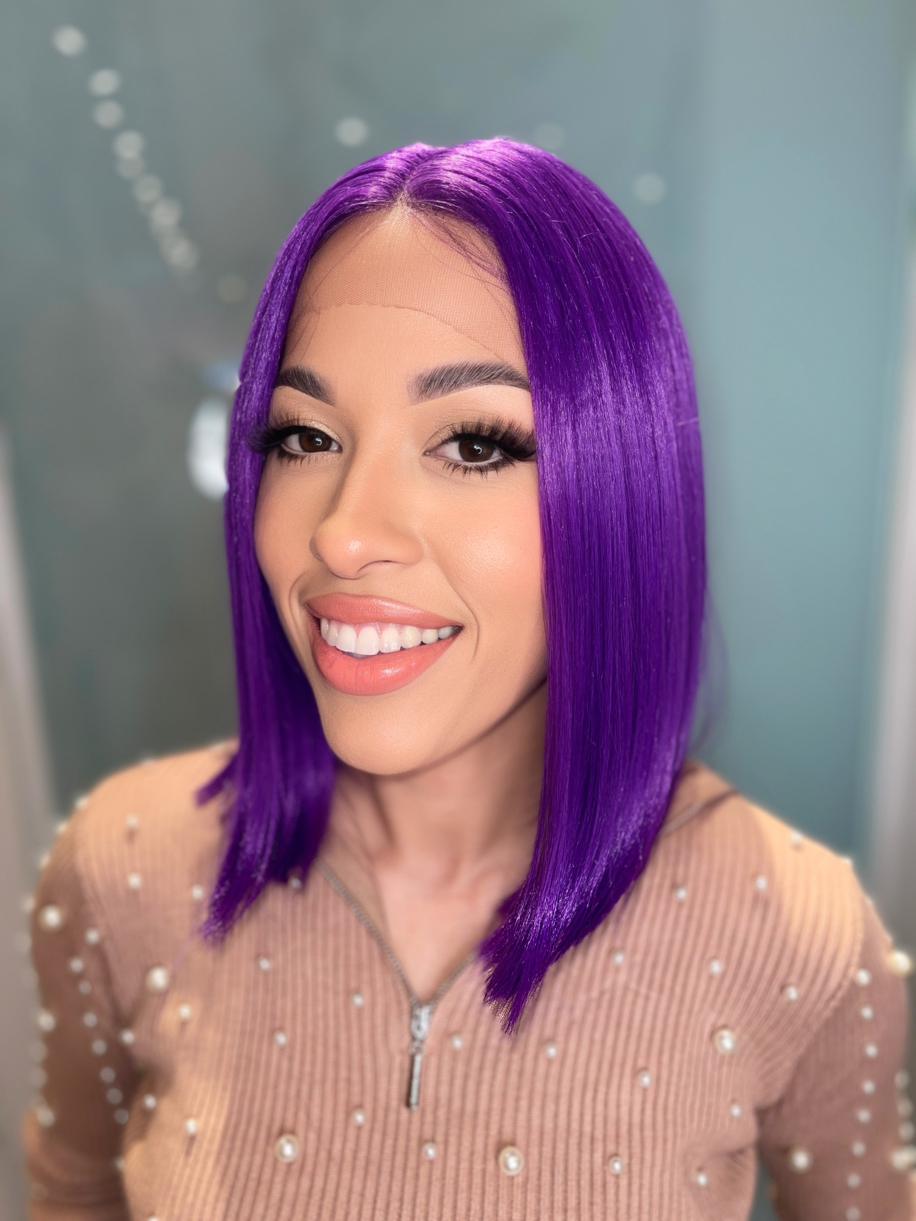 Lace Front Bright Purple Wig 6-BeautyRosee Boutique