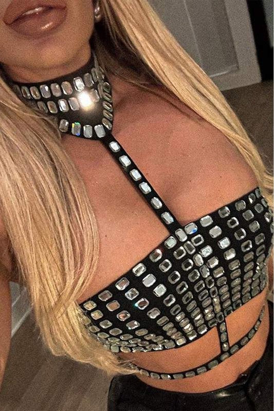 RHINESTONE MIDRIFF TOP-BeautyRosee Boutique