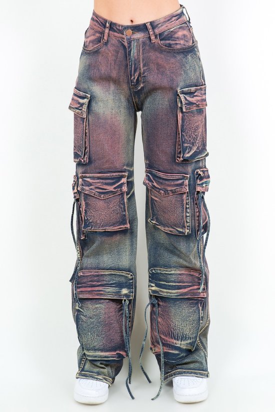 COLOR DYED MULTI POCKET CARGO PANTS