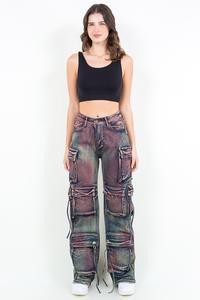 COLOR DYED MULTI POCKET CARGO PANTS-BeautyRosee Boutique