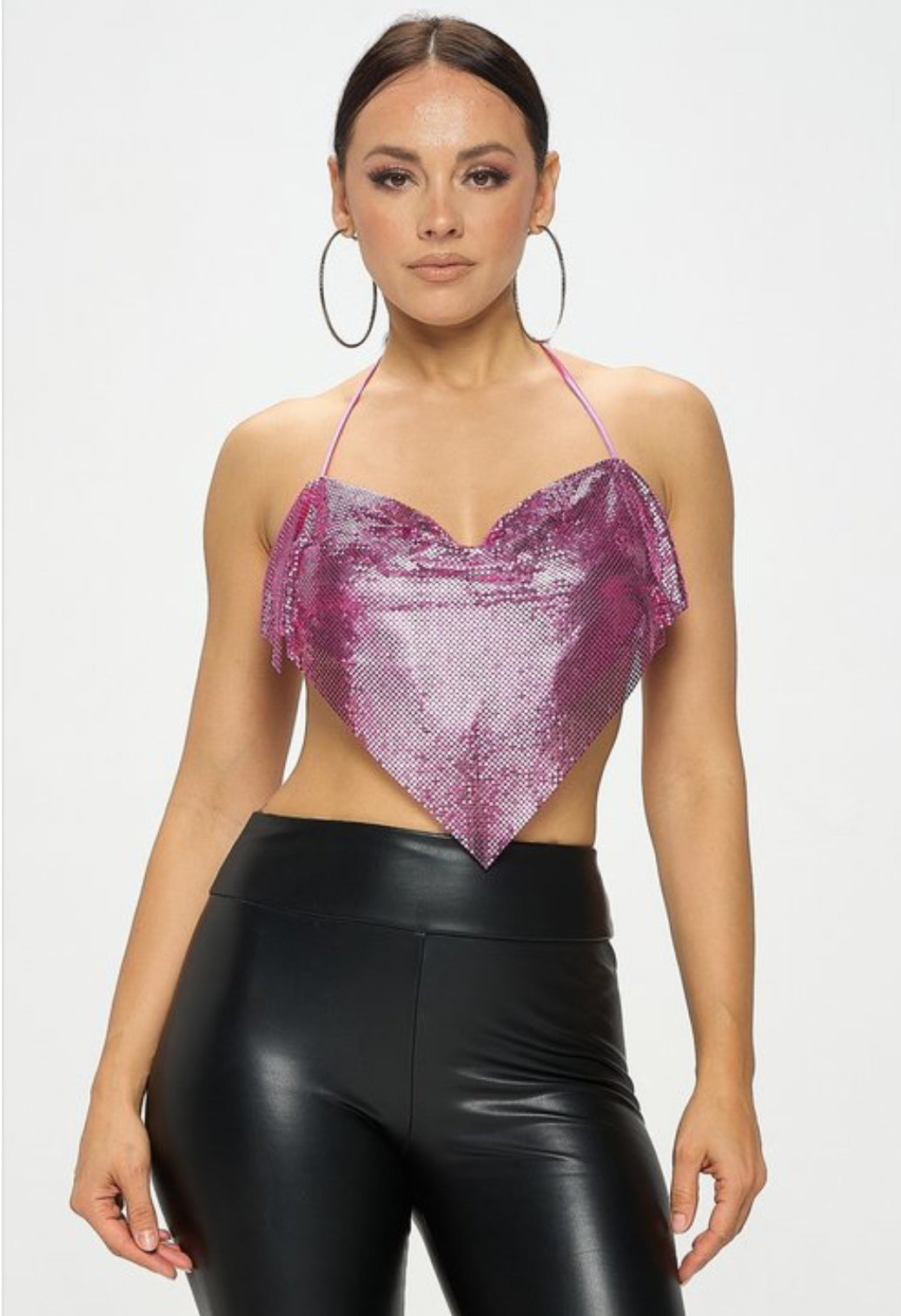 Pink Metal Top-BeautyRosee Boutique