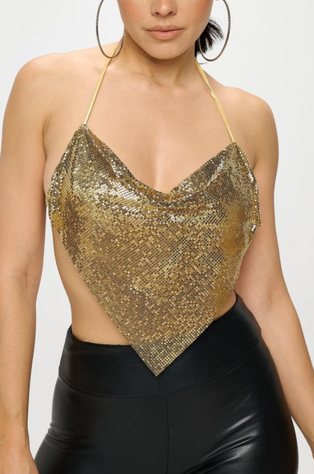 Gold Metal Top-BeautyRosee Boutique