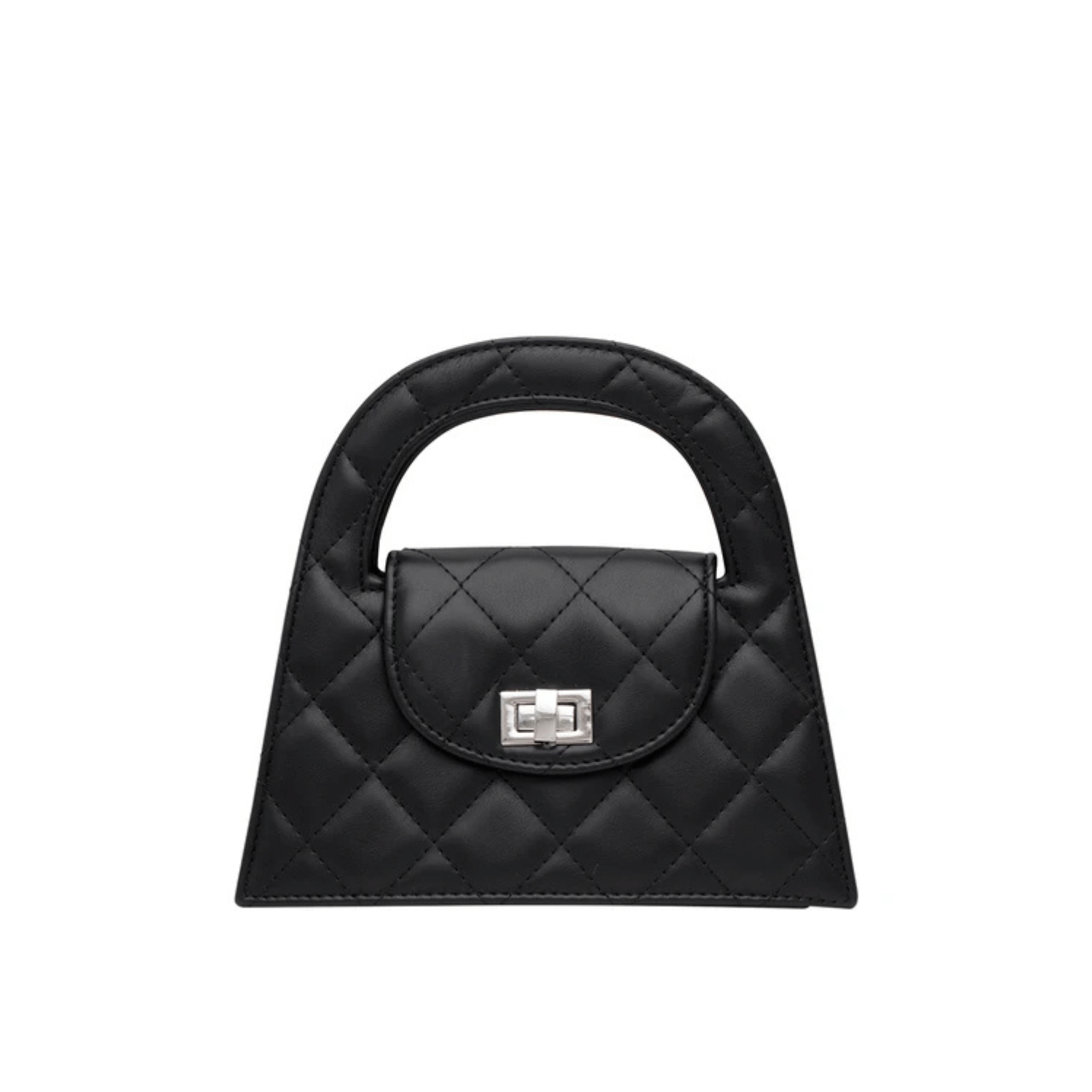 Black Quilted Twist Lock Crossbody Bag – Sleek & Chic