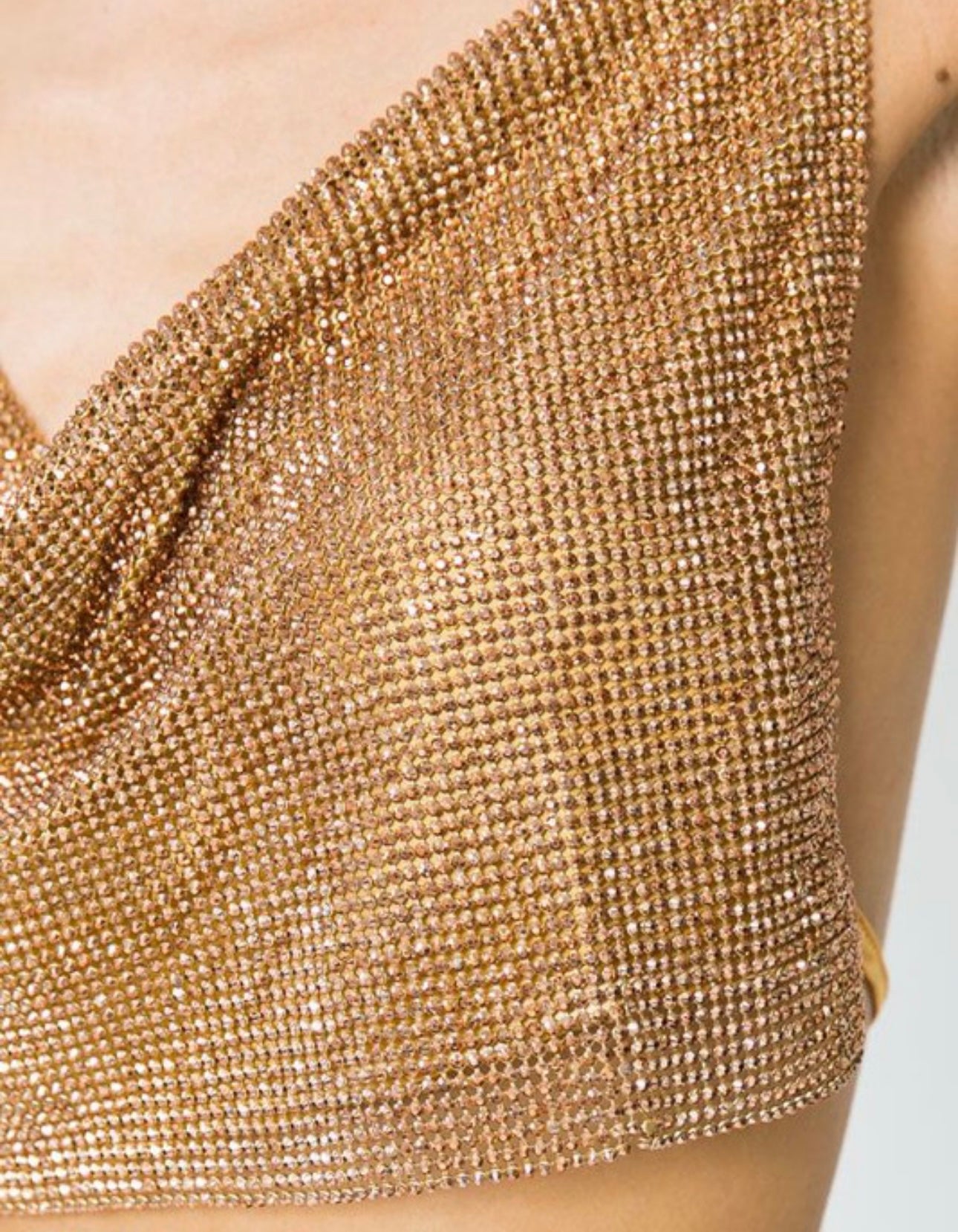 SHINY STONE STUD COWL NECK TOP BRONZE-BeautyRosee Boutique